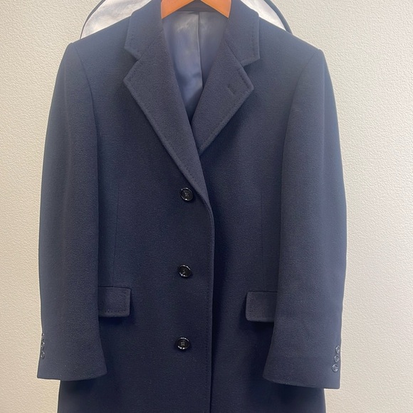 Men's Mongolian Cashmere Long Coat (approx size 40) in Navy/black - Picture 2 of 10